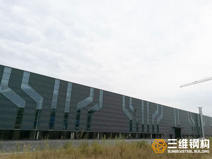 濟南邁克閥輕鋼結構廠房裝配車間外部圖示